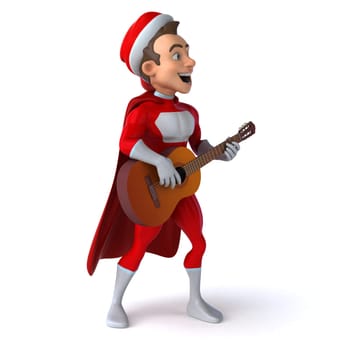 Fun 3D illustration of a fun super santa claus