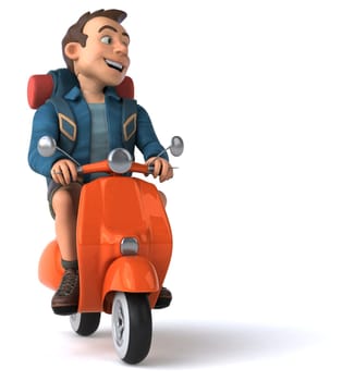 Fun illustration of a 3D cartoon backpacker