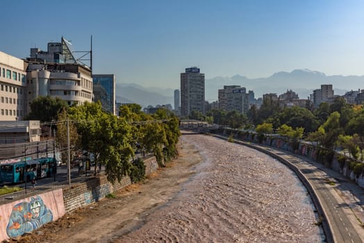 The Mapocho River in Santiago, Chile