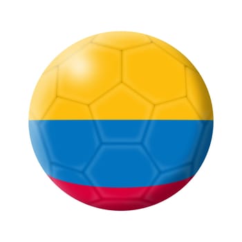 A Colombia soccer ball football 3d illustration isolated on white with clipping path