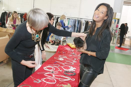 Marie Amiere (accompanied by her dog Knoepfchen) with friends and acquaintances at Chairty Shopping in the Outlet Store of The Sitftung Kinderjahre,Hamburg,28.03.2015