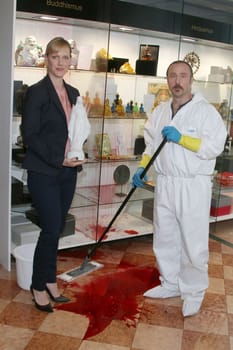 Bjarne Maedel,Anna Schudt,set date for new episodes "Der Tatortreiniger"",Hamburg,31.03.2015"