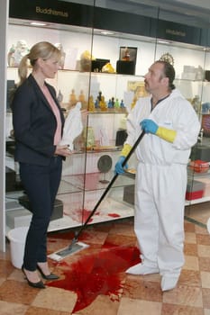 Bjarne Maedel,Anna Schudt,set date for new episodes "Der Tatortreiniger"",Hamburg,31.03.2015"