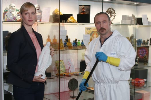 Bjarne Maedel,Anna Schudt,set date for new episodes "Der Tatortreiniger"",Hamburg,31.03.2015"