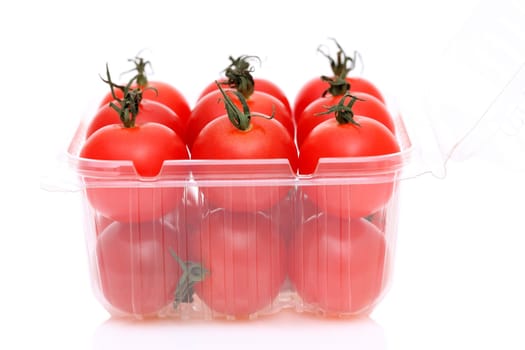cherry tomatoes in a plastic container