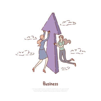 Successful entrepreneurship, progress, business development metaphor, job, promotion,coworking banner. Career growth, colleagues cooperation metaphor concept cartoon sketch. Flat vector illustration