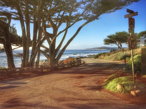 road by ocean in Carmel by the Sea, California, US