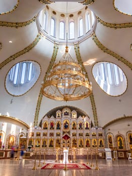 Beautiful architecture of church in Russia. Interior with lots of light.