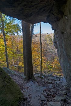 Coming Out into the Fall on a Secluded Trail on the Rim Rock National Trail in Southern Illinois