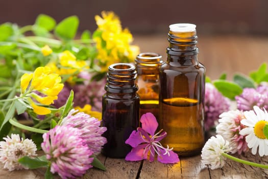 essential oils and medical flowers herbs