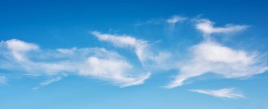 Landscape of a beautiful blue sky covered with cumulonimbus clouds on a summer afternoon. Unspoiled nature.
