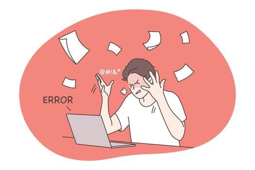 Business, mental stress, anger, fury, aggression concept. Aggressive depressed frustrated stressful businessman angry manager throwing papers in air. Burning deadline critical error negative emotions.