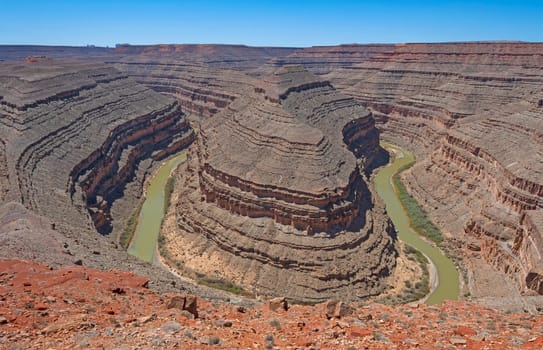 Dramatic River Channel Through the Rocks in Goosenecks State Park in Utah