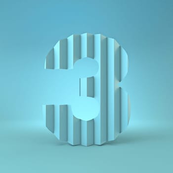 Cold blue font Number 3 THREE 3D render illustration on blue background