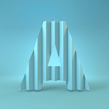 Cold blue font Letter A 3D render illustration on blue background