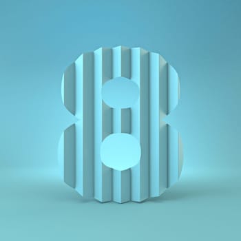 Cold blue font Number 8 EIGHT 3D render illustration on blue background