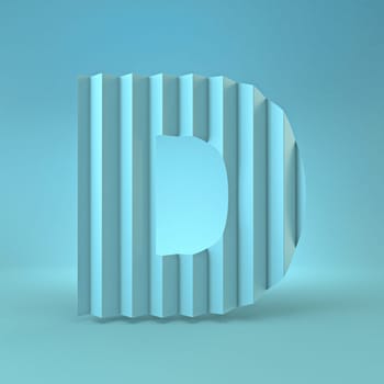 Cold blue font Letter D 3D render illustration on blue background
