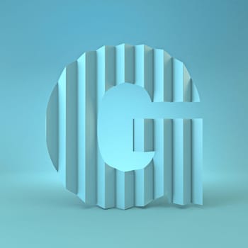 Cold blue font Letter G 3D render illustration on blue background