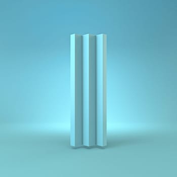 Cold blue font Letter I 3D render illustration on blue background