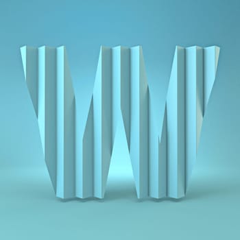 Cold blue font Letter W 3D render illustration on blue background