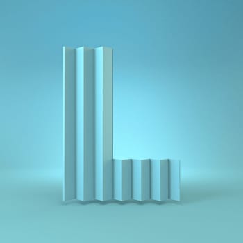 Cold blue font Letter L 3D render illustration on blue background