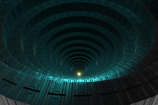 3d illustration. Elegant futuristic light and reflection with metal grid line background. copy for space