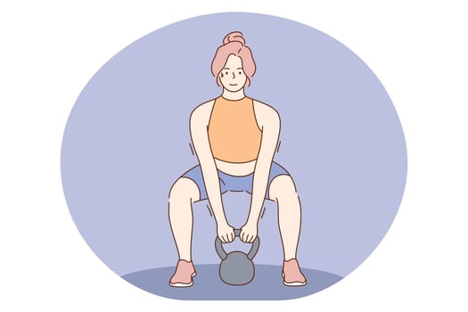 Workout, Professional sport, training concept. Young woman athlete bodybuilder lifting weight and doing exercises during workout in gym. Active lifestyle, fitness, bodycare, wellness