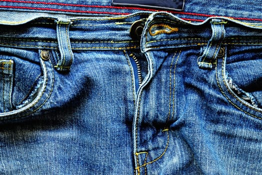 jeans, frontside with zipper and bags