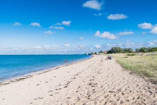 the beach of La Phibie on the island of Oléron, in France under a beautiful blue sky