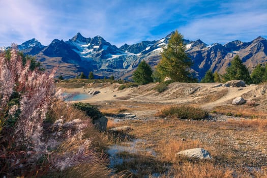 Scenic view of Swiss Alps near resort town of Zermatt