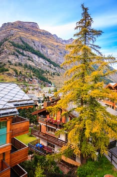 Residential area in the city of Zermatt, Switzerland