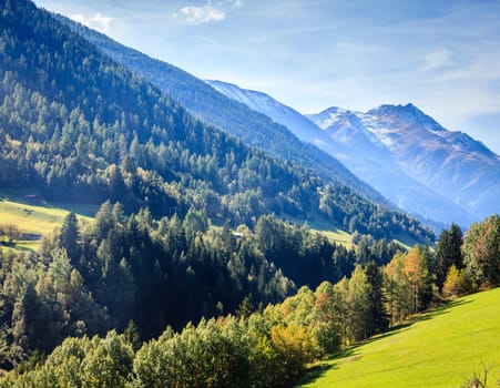 Scenic view of a valley in the Swiss Alps in summer