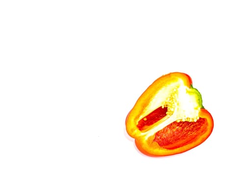 Fruit vegetable red bell pepper on a white background. Place for text. Template. Food photo. Showcase. Advertising. Background image.