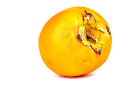 Persimmon fruit on a white background. Harvest. Place for text. Free place.