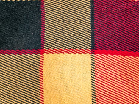 Texture of colored checkered woolen fabric. Place for text. Background image.