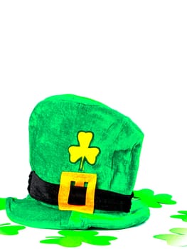 St. Patrick's hat on a white background. St.Patrick 's Day. Place for text. Holiday.
