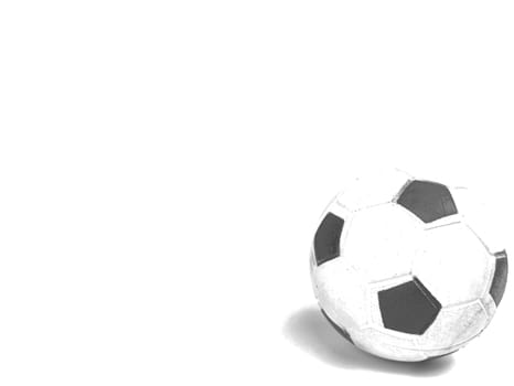 Soccer ball on a white background. Sport. Championship. Europe. World. Background image. Place for text. Black and white image.
