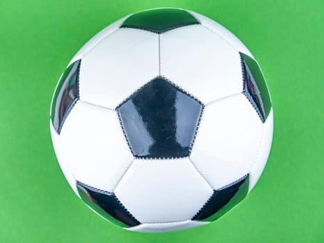 Soccer ball on a green background. Sports Championship. Europe. World. Free space for text. Background image.