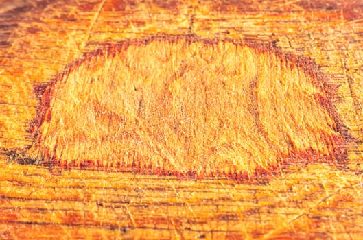 Texture of an old wooden cutting board. Place for text. Background image. Wood surface.