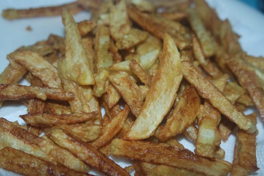 Potato fried or roasted slices on clean background with copy space for text