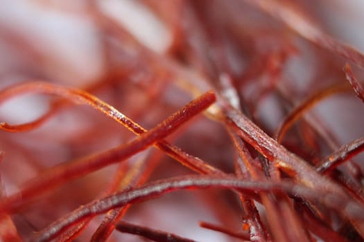 Macro photograph view of saffron with selective focus. Crocus sativus, commonly known as the "saffron crocus"""
