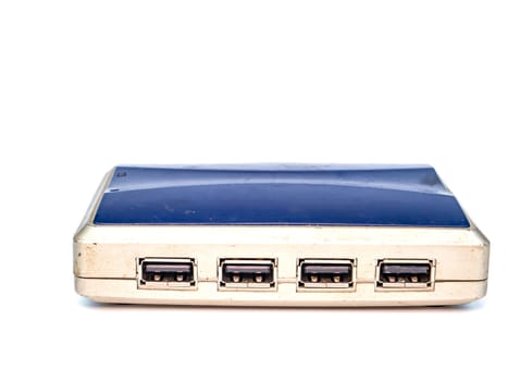 USB connection switch for digital data transmission. Digital data transmission technologies. Connecting the device to a computer. Pairing Mobile Devices. White background. Place for text.