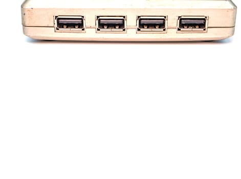 USB connection switch for digital data transmission. Digital data transmission technologies. Connecting the device to a computer. Pairing Mobile Devices. White background. Place for text.