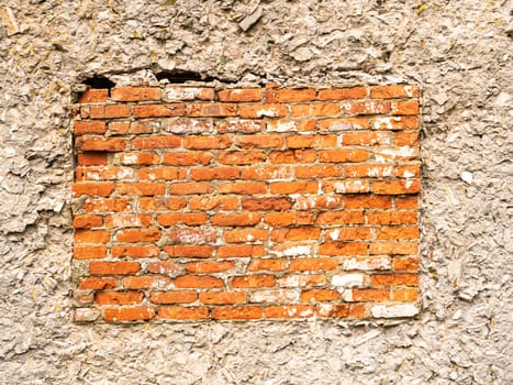 Texture of an old red brick wall. Background image place for text. Poster. Billboard. Template. Construction industry. Concrete block. Framing.