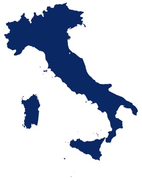 Karte von Italien in blauer Farbe