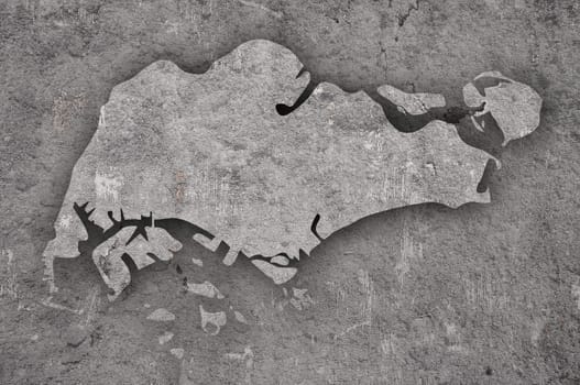 Map of Singapur on weathered concrete