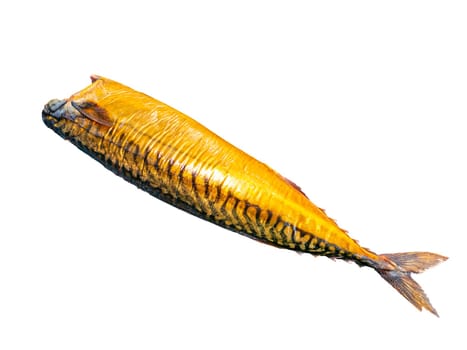 Smoked mackerel fish on a white plate. Salted mackerel fish. Canned food. Food photo. Recipe. Menu of dishes. Vegetarian food. Home kitchen. Fishing. Background image. Place for your text.