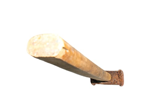 Iron sledgehammer with a wooden handle hand tools. Big hammer. Hand hammer. Construction tool. White background. Place for your text. Background image. Hard work.