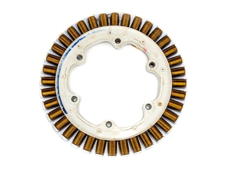 Electric inverter motor for repairing washing machines. Repair of washing machines. Customer Service. Electric coil windings. Direct drive motor. Master of household appliances workshop.