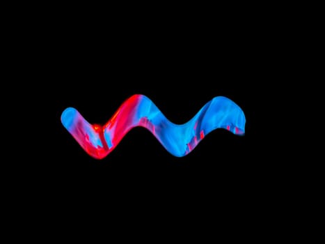 Abstract illustration in blue and red colors on a black background. Space theme. The cycle. Explosion of a space star. Spikes and squares. Background image. Place for your text.